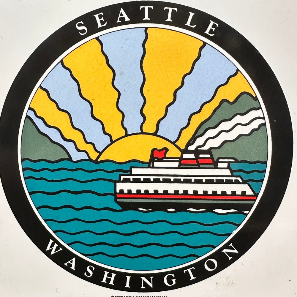 Vintage 90's Seattle‎ Washington Ferry Boat Ceramic Tile Trivet PNW Nautical